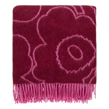 Naložite sliko v pregledovalnik galerije, Volnena odeja Piirto Unikko 130x170cm vinsko rdeča, fuksija Marimekko