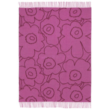 Naložite sliko v pregledovalnik galerije, Volnena odeja Piirto Unikko 130x170cm vinsko rdeča, fuksija Marimekko