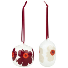 Naložite sliko v pregledovalnik galerije, Set 2 keramičnih prazničnih okraskov Unikko Marimekko
