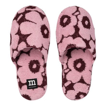 Naložite sliko v pregledovalnik galerije, Copati iz bombažnega frotirja Mini Unikko vinsko rdeča, roza Marimekko
