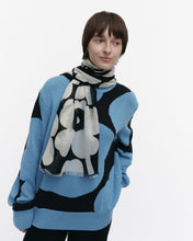 Naložite sliko v pregledovalnik galerije, Volnen šal Fiore Unikko črna, bela Marimekko