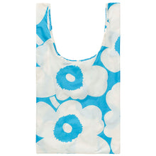 Naložite sliko v pregledovalnik galerije, Nakupovalna vrečka za večkratno uporabo Smartbag Unikko modra, bela Marimekko