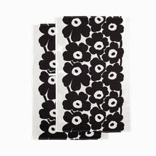 Naložite sliko v pregledovalnik galerije, Set 2 kuhinjskih krp Unikko črna Marimekko