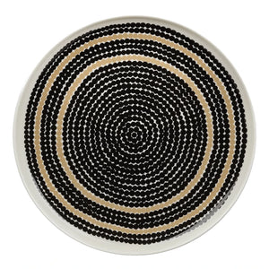 Krožnik 25 cm Oiva - Siirtolapuutarha Räsymatto črna - bež Marimekko