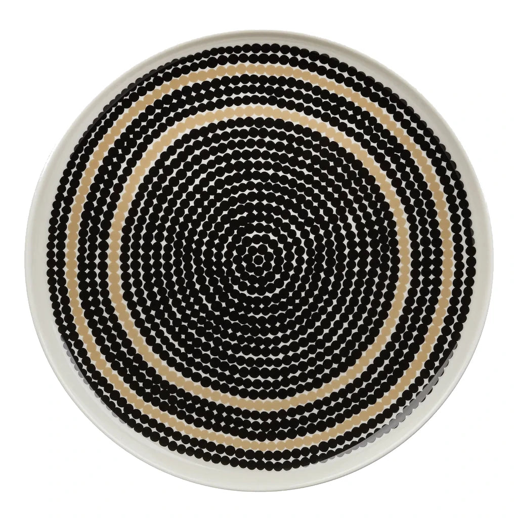 Krožnik 25 cm Oiva - Siirtolapuutarha Räsymatto črna - bež Marimekko