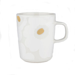 Skodelica 2,5 dl Oiva Unikko bela - zlata Marimekko