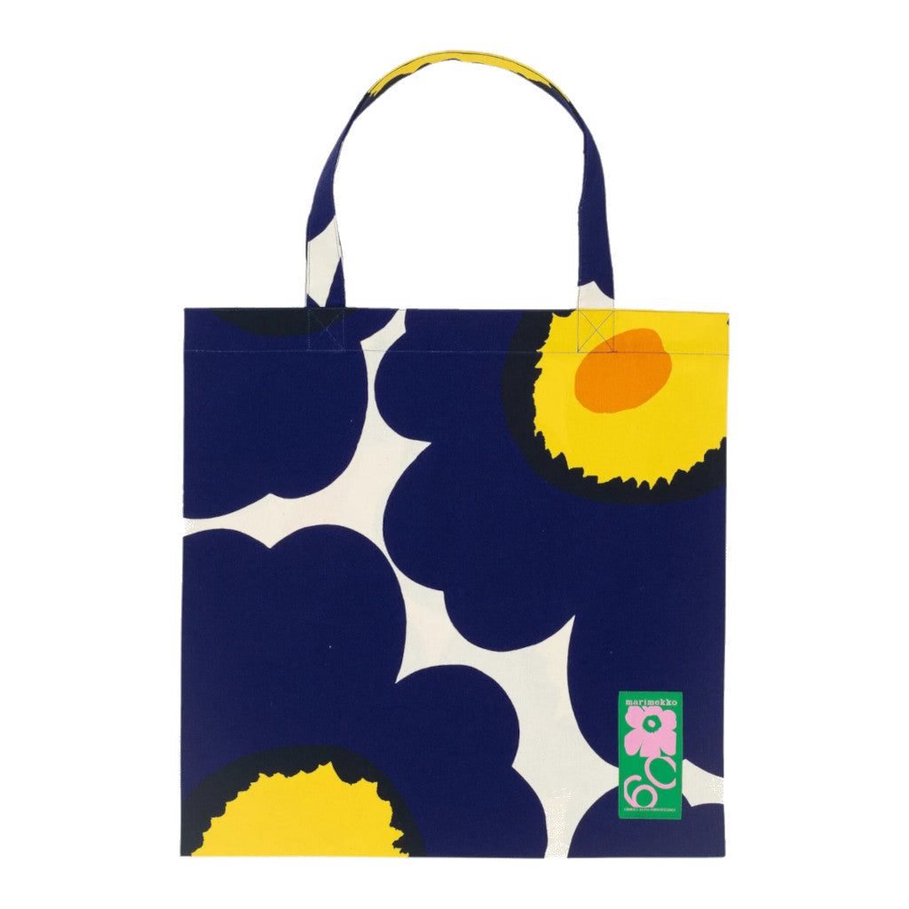 Bombažna torba / nakupovalna vreča Unikko 60th Anniversary modra Marimekko