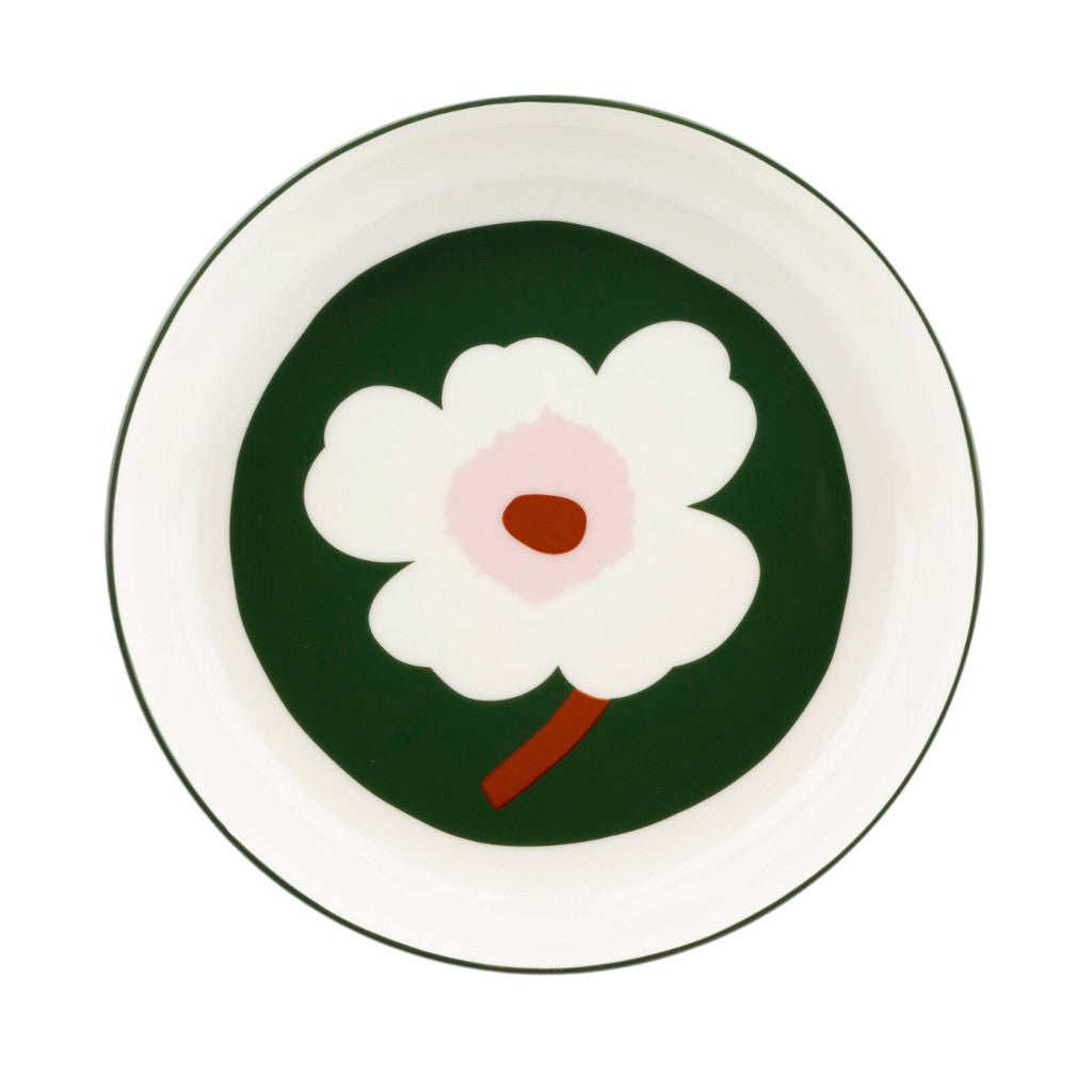Globok krožnik 20,5 cm Oiva Unikko temno zelena Marimekko