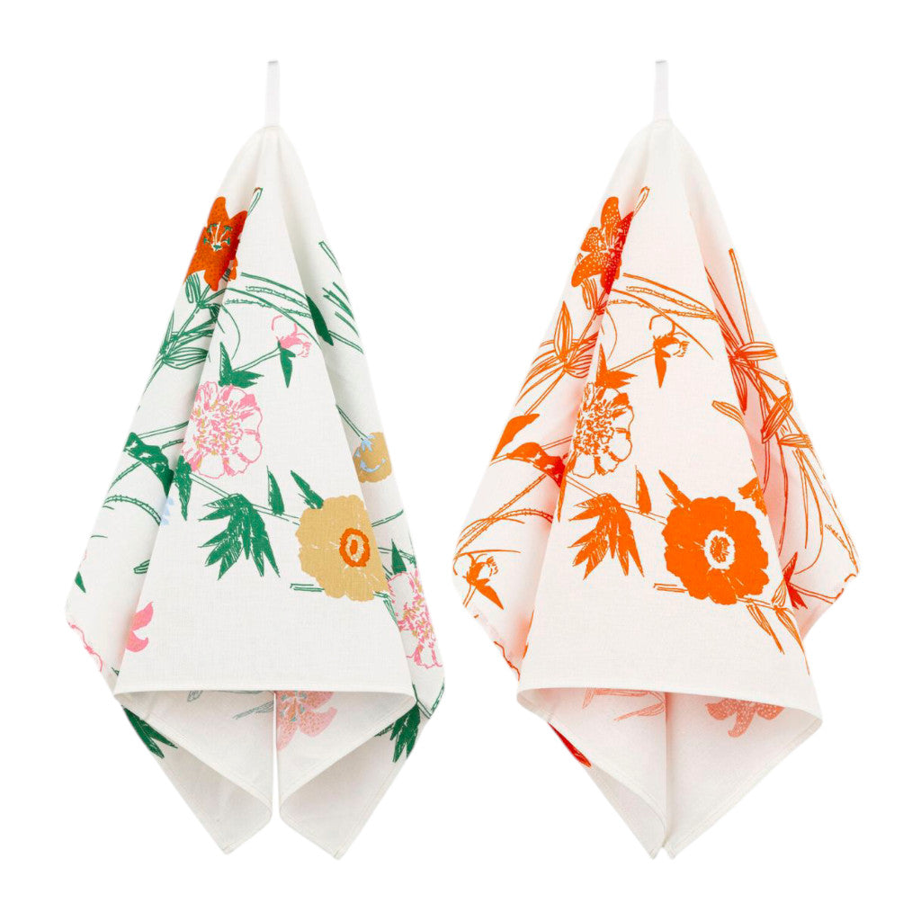 Set 2 kuhinjskih krp Puutarhakutsut 43x70cm zelena, oranžna Marimekko