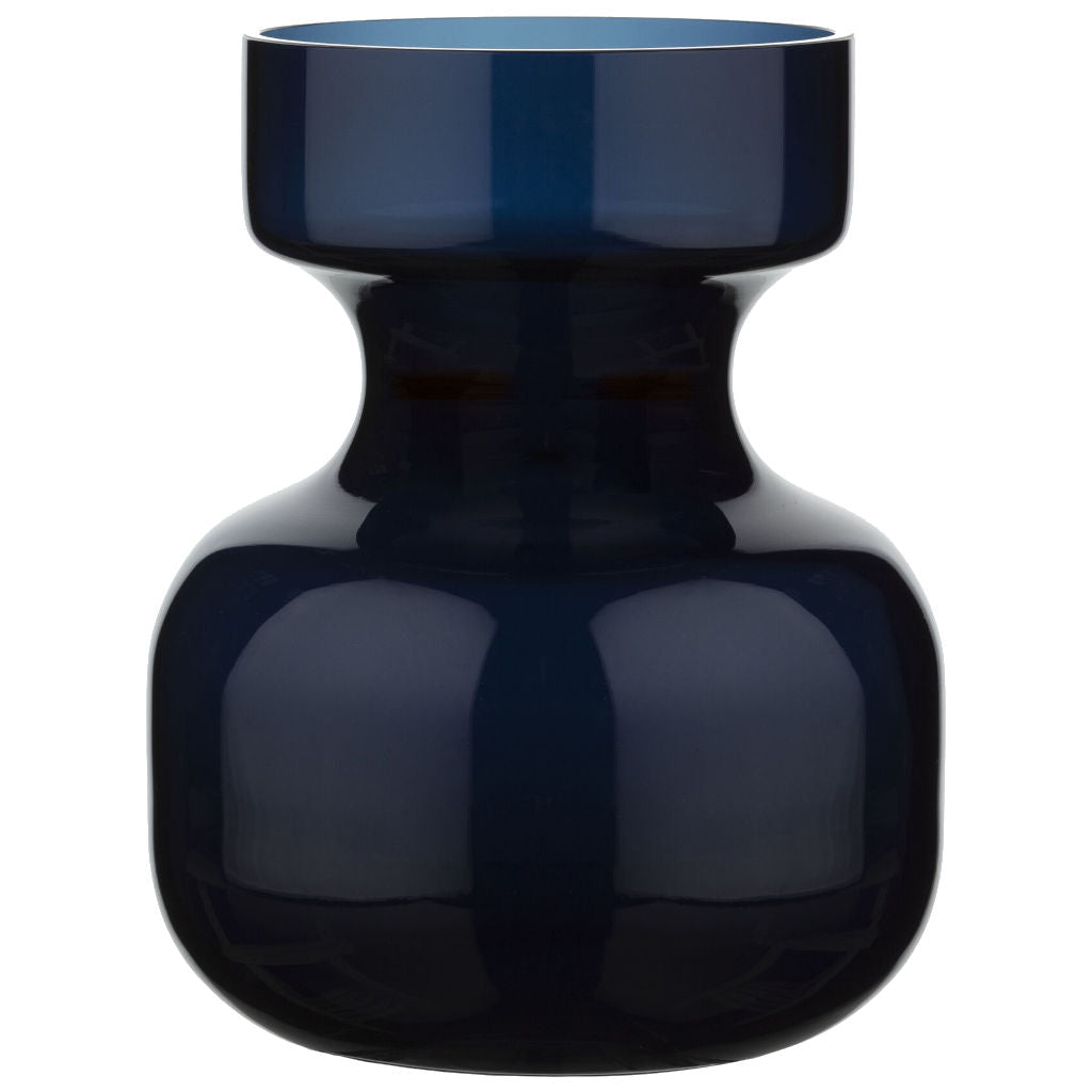 Vaza Säkki steklo 16,5 cm temno modra Marimekko