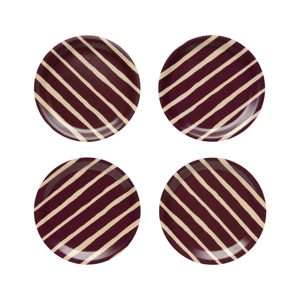 Set 4 podstavkov za kozarce Piccolo burgundsko rdeča Marimekko