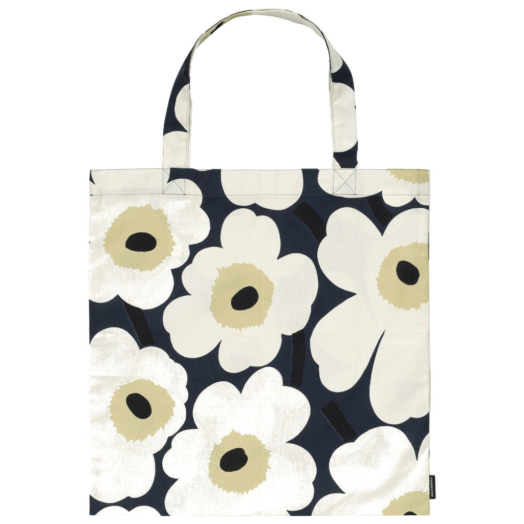 Bombažna torba / nakupovalna vreča Pieni Unikko temno modra, bež Marimekko