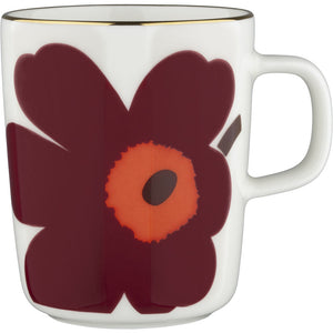 Set 2 skodelic 2,5dl Oiva Juhla Unikko vinsko rdeča, zlata Marimekko