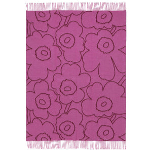 Volnena odeja Piirto Unikko 130x170cm vinsko rdeča, fuksija Marimekko