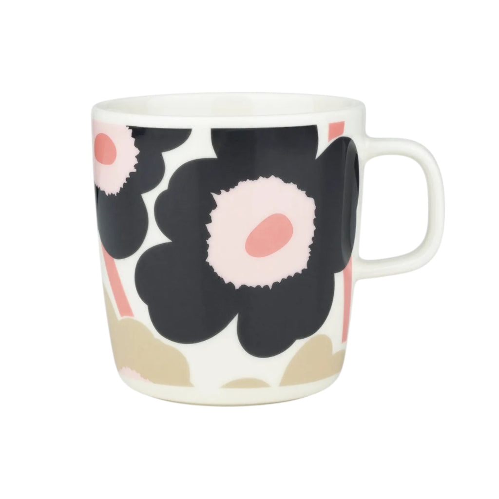 Skodelica 4 dl Oiva Unikko temno siva, roza Marimekko