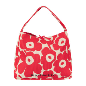 Torba iz recikliranega poliestra Knitted bag Large Unikko rdeča, beige Marimekko
