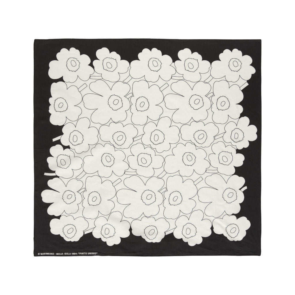 Ruta Keskiö Piirto Unikko črno-bela 70x70cm Marimekko
