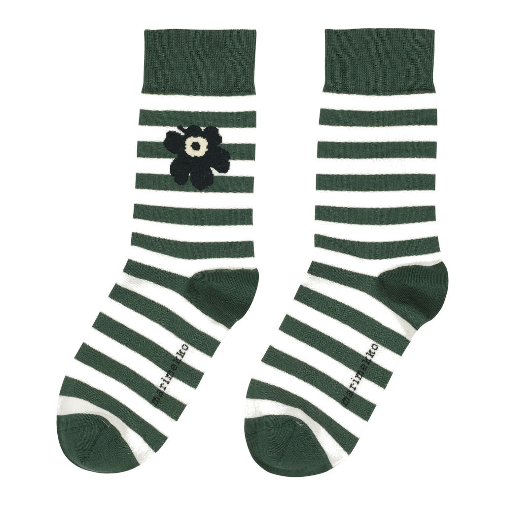 Nogavice Kasvaa Tasaraita Unikko zelena, bela Marimekko