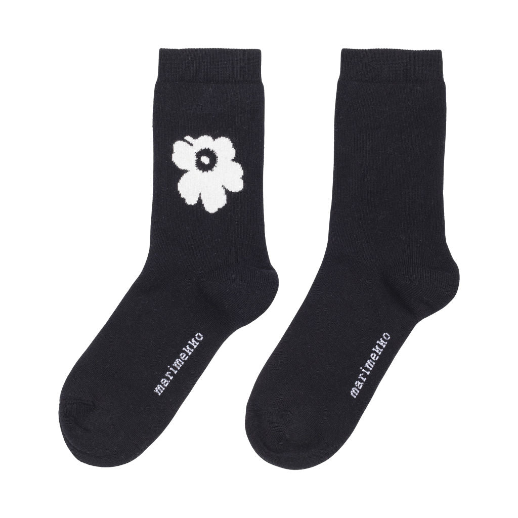Nogavice Pirtti Unikko Kioski črne Marimekko