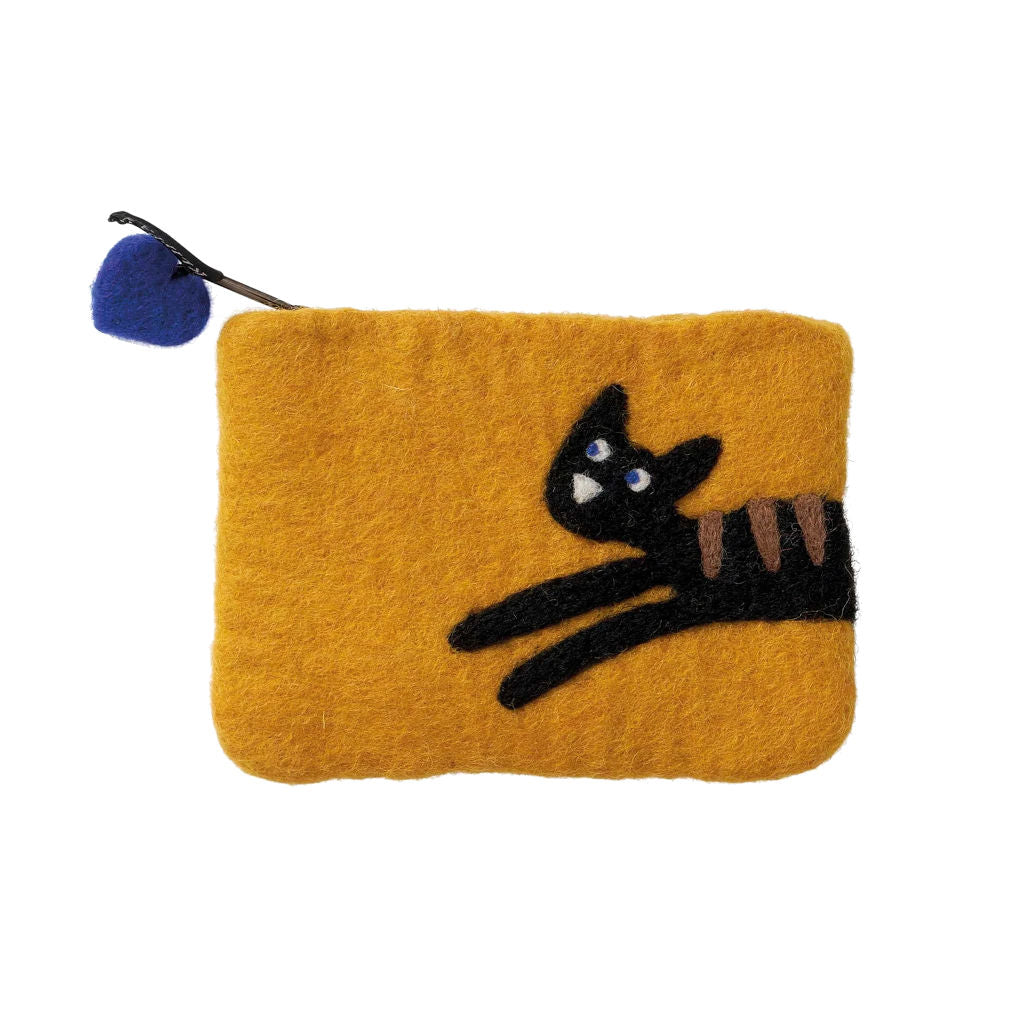 Denarnica iz volnenega filca Jumping Cat rumena Klippan