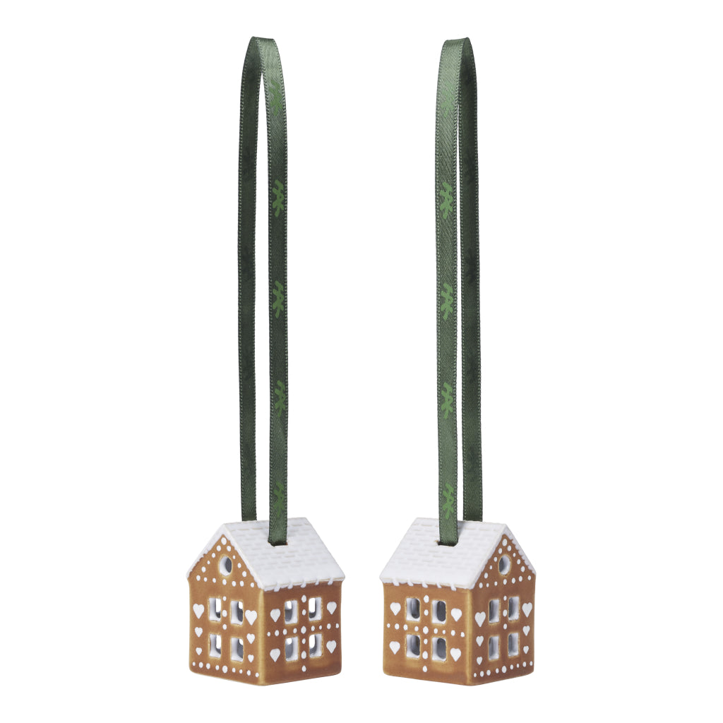 Set 2 keramičnih okraskov Gingerbread House Kähler