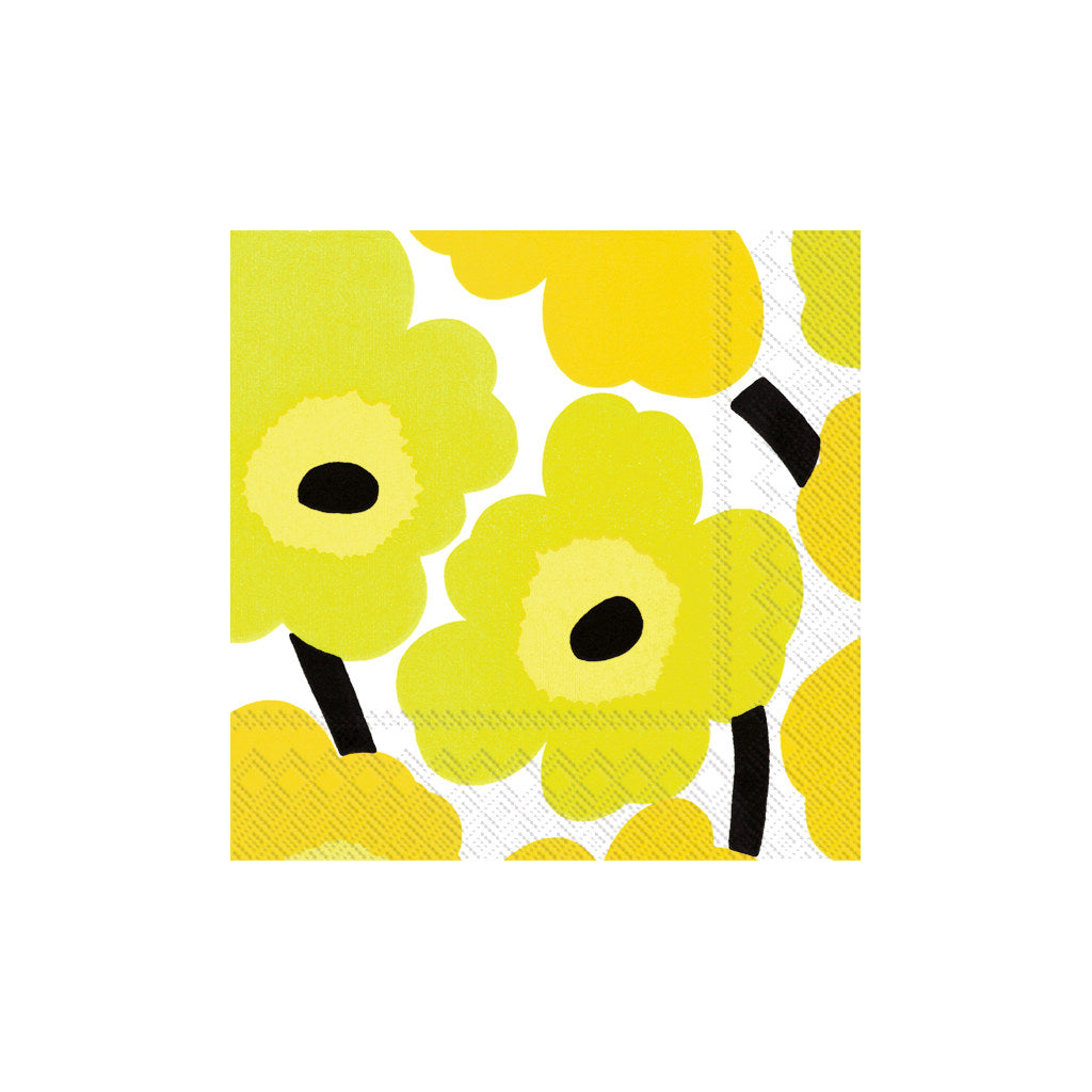 Papirnati prtički Unikko rumena 25x25 cm Marimekko