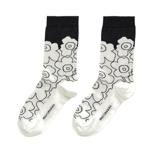 Nogavice Linjaus Piirto Unikko črna, bela Marimekko