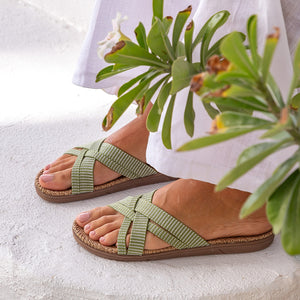 Sandali WOMEN#1 green leaves SHANGIES by Stilov