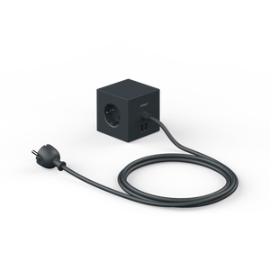 Električni razdelilec SQUARE 1 USB črn AVOLT