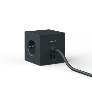 Električni razdelilec SQUARE 1 USB črn AVOLT