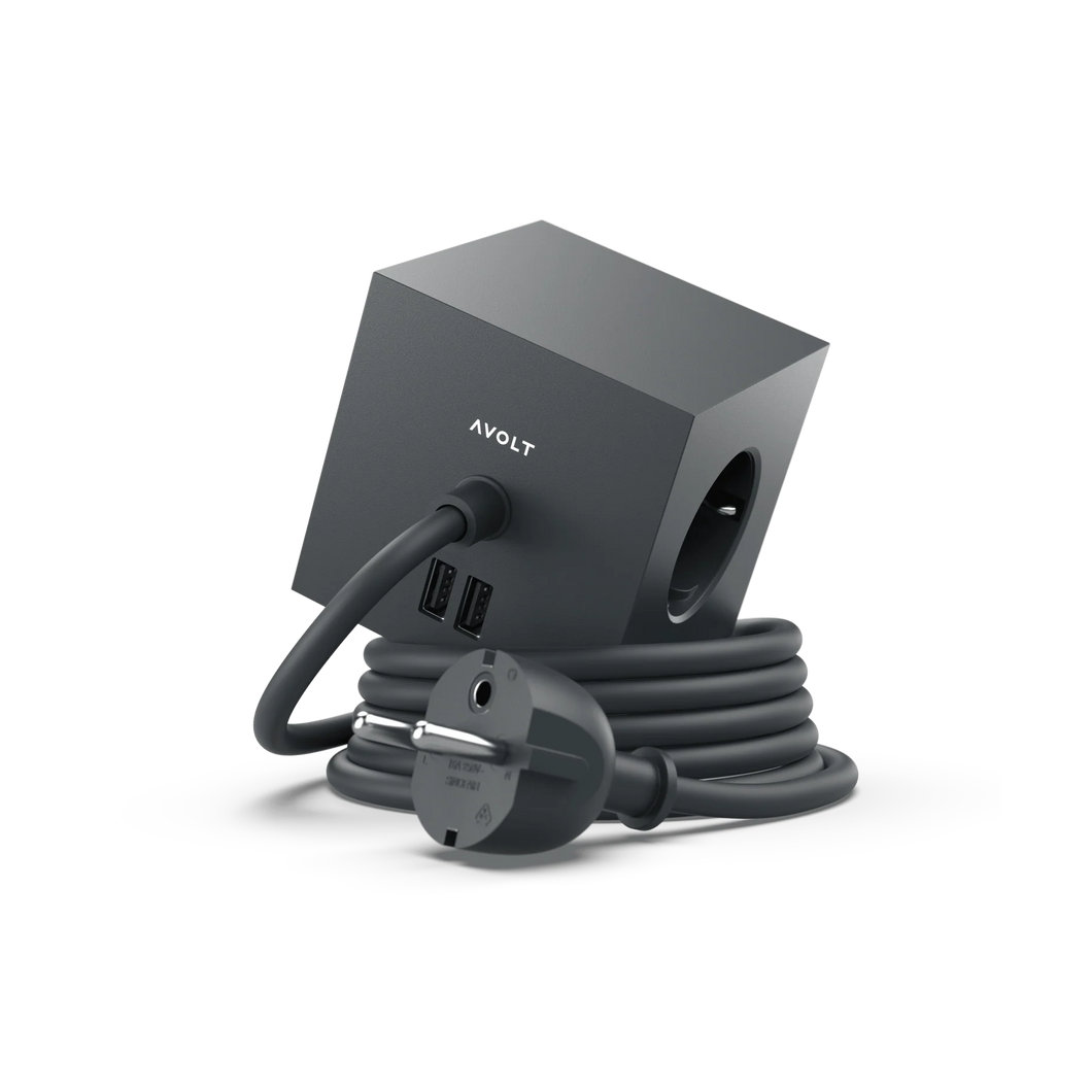 Električni razdelilec SQUARE 1 USB črn AVOLT