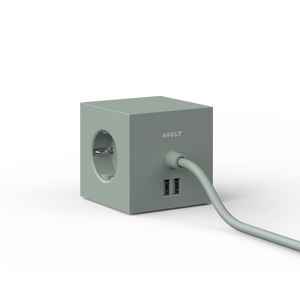Električni razdelilec SQUARE 1 USB zelen AVOLT
