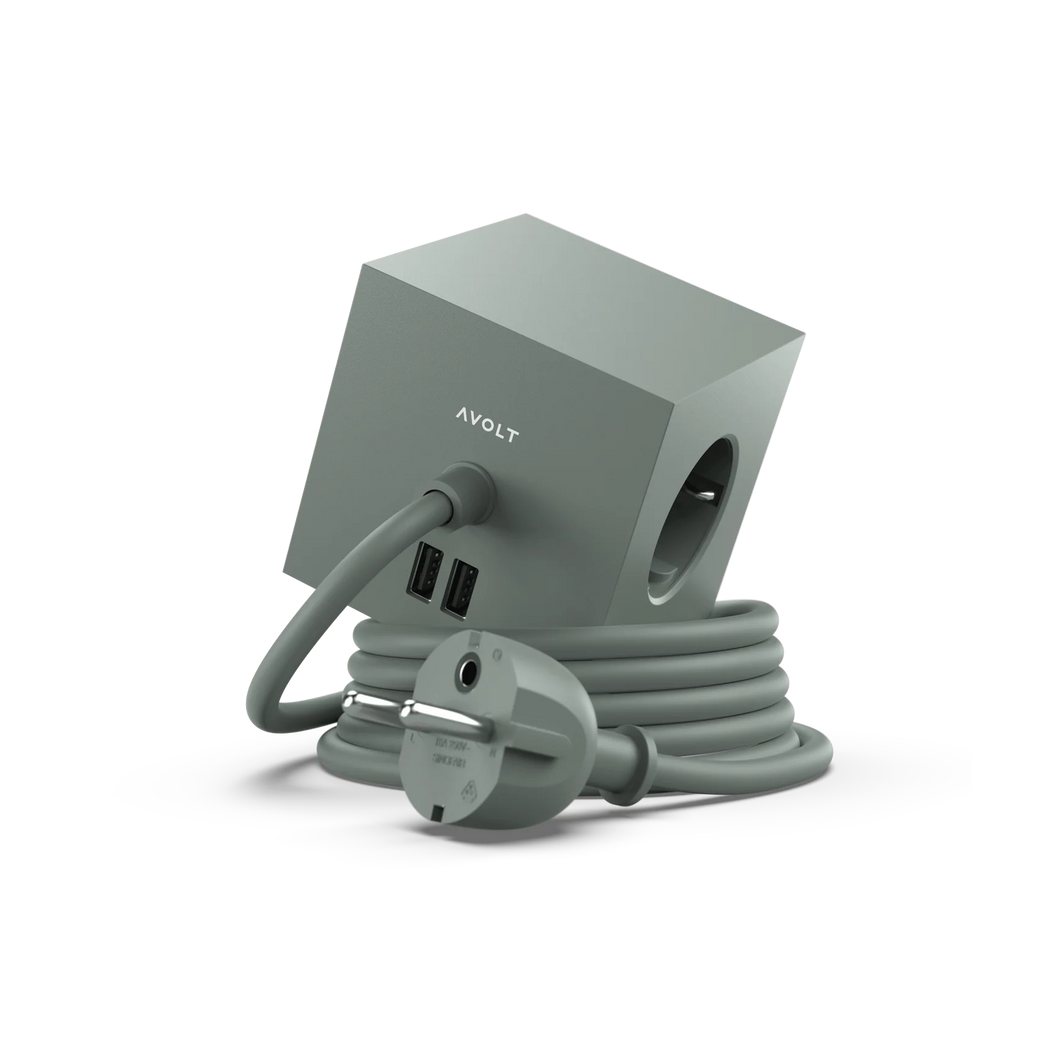 Električni razdelilec SQUARE 1 USB zelen AVOLT