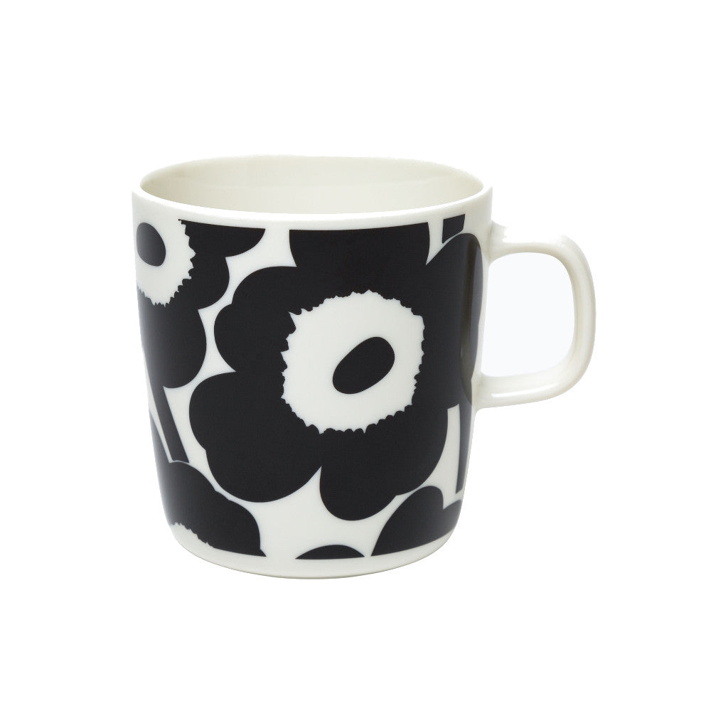 Skodelica 4 dl Oiva - Unikko črna Marimekko