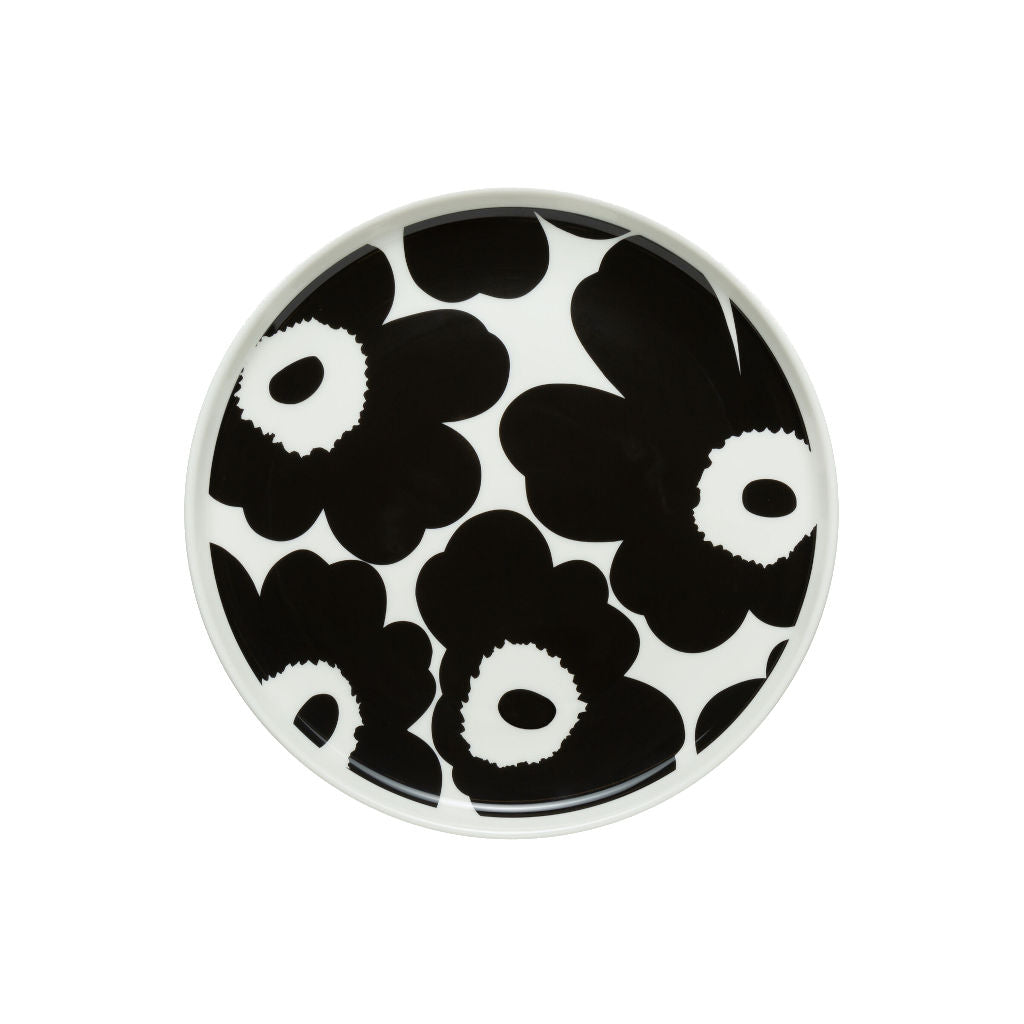 Krožnik 20 cm Oiva - Unikko črn Marimekko
