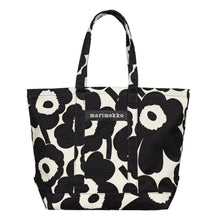 Naložite sliko v pregledovalnik galerije, Bombažna nakupovalna torba Peruskassi Pieni Unikko črna Marimekko

