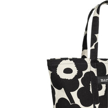 Naložite sliko v pregledovalnik galerije, Bombažna nakupovalna torba Peruskassi Pieni Unikko črna Marimekko
