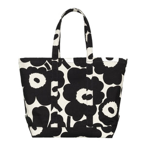 Bombažna nakupovalna torba Peruskassi Pieni Unikko črna Marimekko