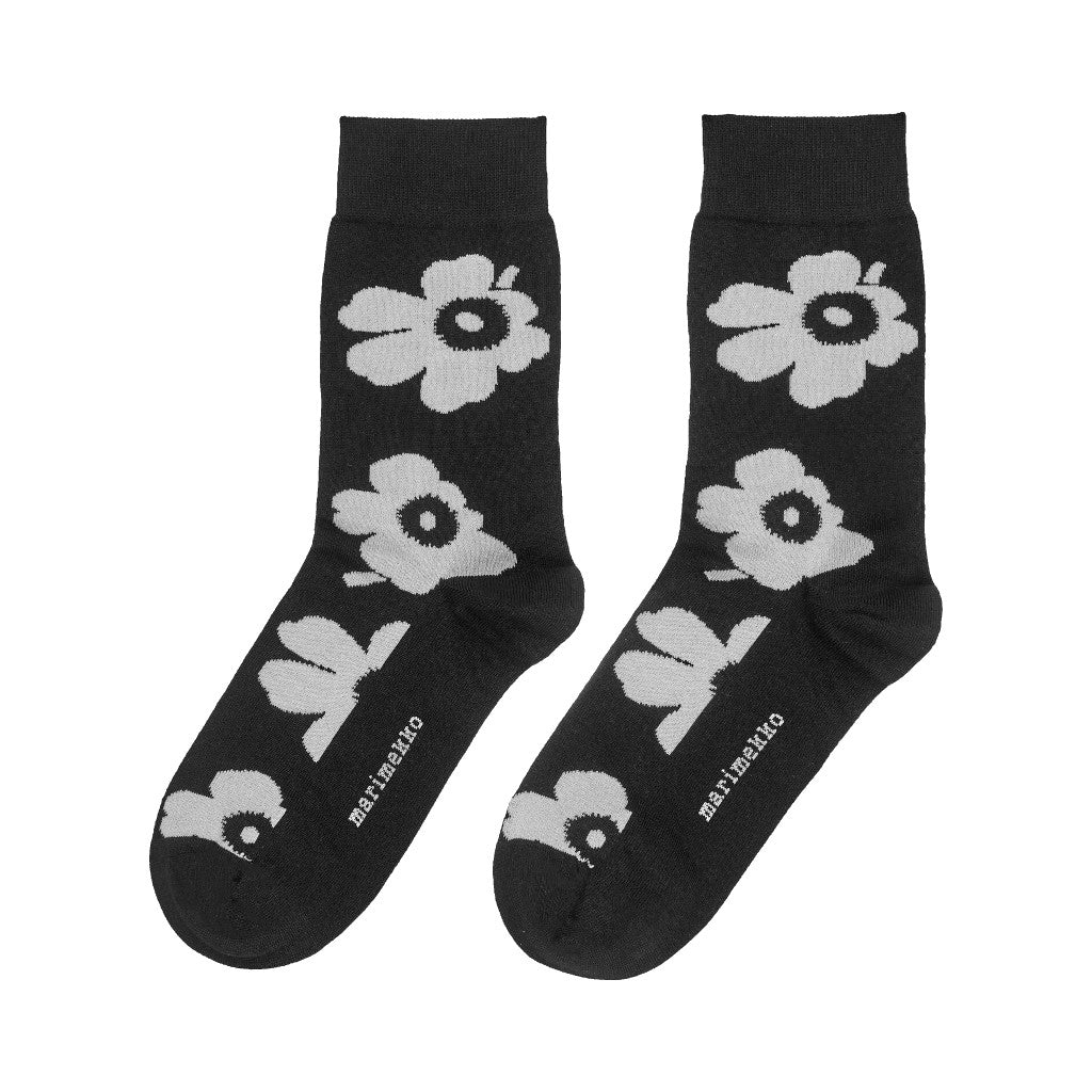 Nogavice Kasvaa Juhla Unikko črne Marimekko