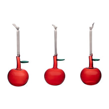 Naložite sliko v pregledovalnik galerije, Set 3 okraskov steklena jabolka rdeča Iittala
