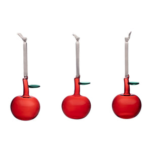 Set 3 okraskov steklena jabolka rdeča Iittala