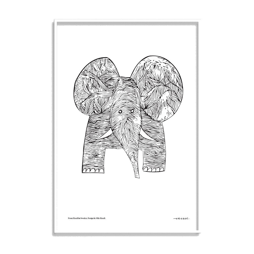 Print Elephant 50 x 70 cm Olle Eksell