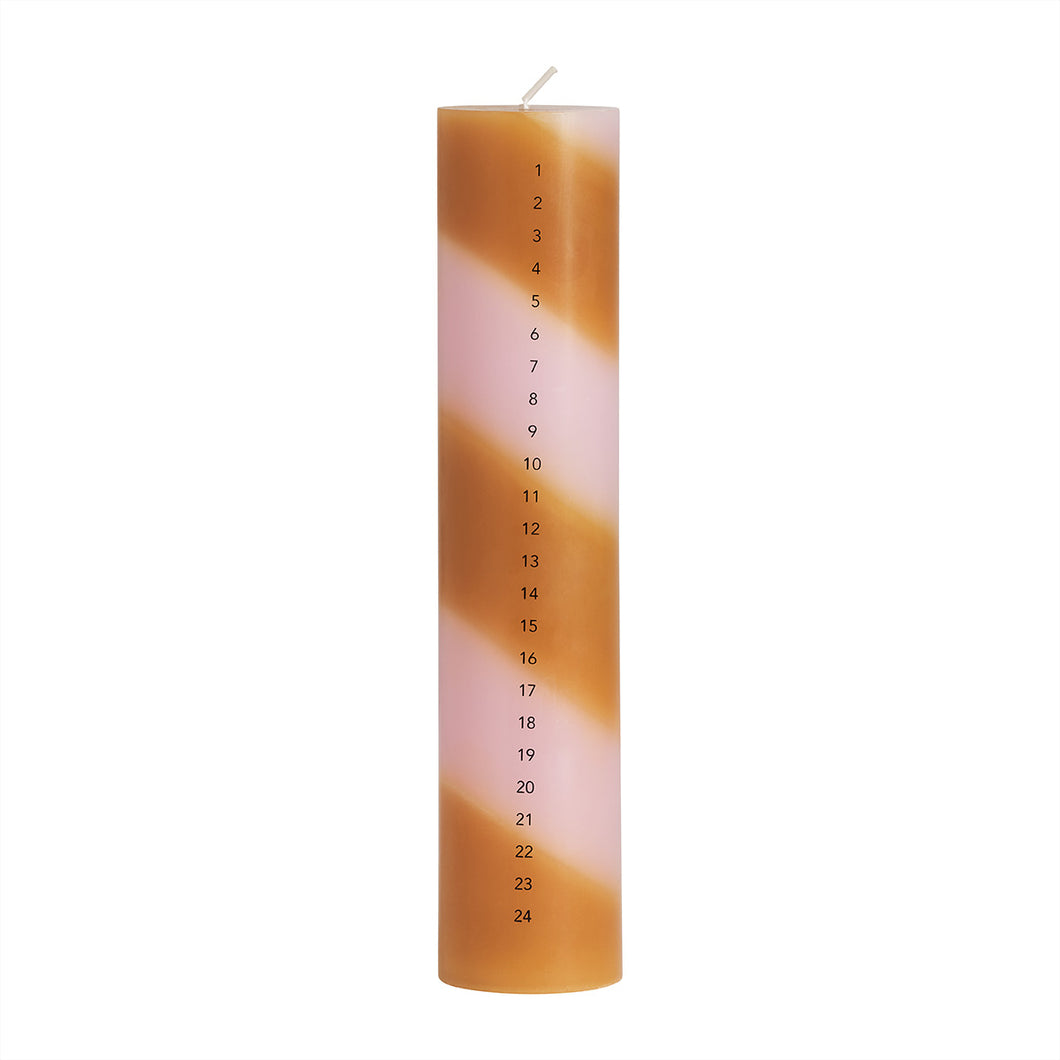 Adventna sveča s koledarjem roza-rjava OYOY